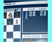 Commodore Amiga Sargon III (1987) Move list close up