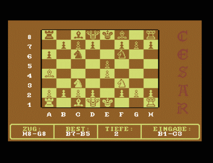 Commodore 64 Emulator -  Cesar  (1991) Computer Thinking Current Move, Best & Search Depth
