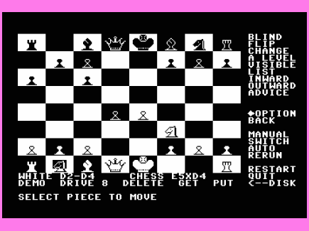 Commodore 64/128  Emulator Chess 7.0 (1983) Chess 7.0 - Chess Board (Your Move)