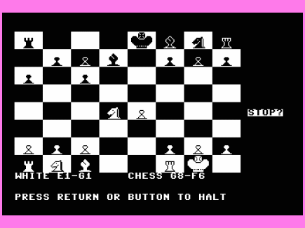 Commodore 64/128  Emulator Chess 7.0 (1983) Chess - Chess Board (Computer Move)