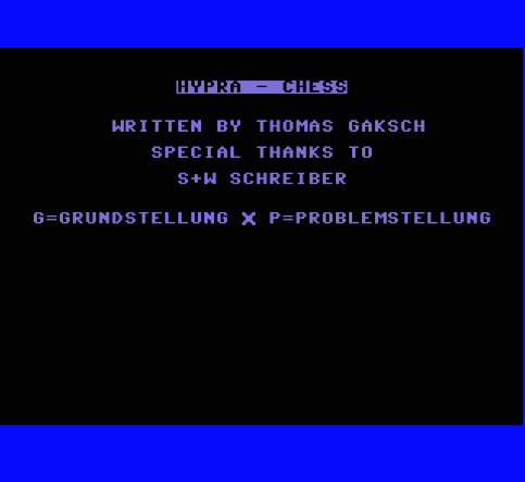 Commodore 64 Emulator -  Hypra-Chess (1987)