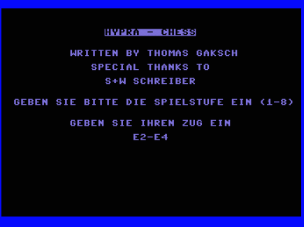 Commodore 64 Emulator -  Hypra-Chess (1987) Entering Move