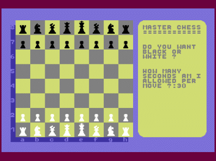 Commodore 64 Emulator  Masterchess  (1987) Game Screen