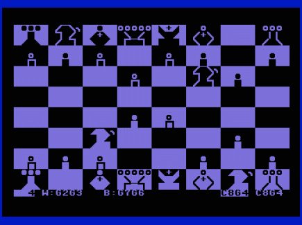Commodore 64 Emulator -  Microchess 3 (1983) Game in Progress