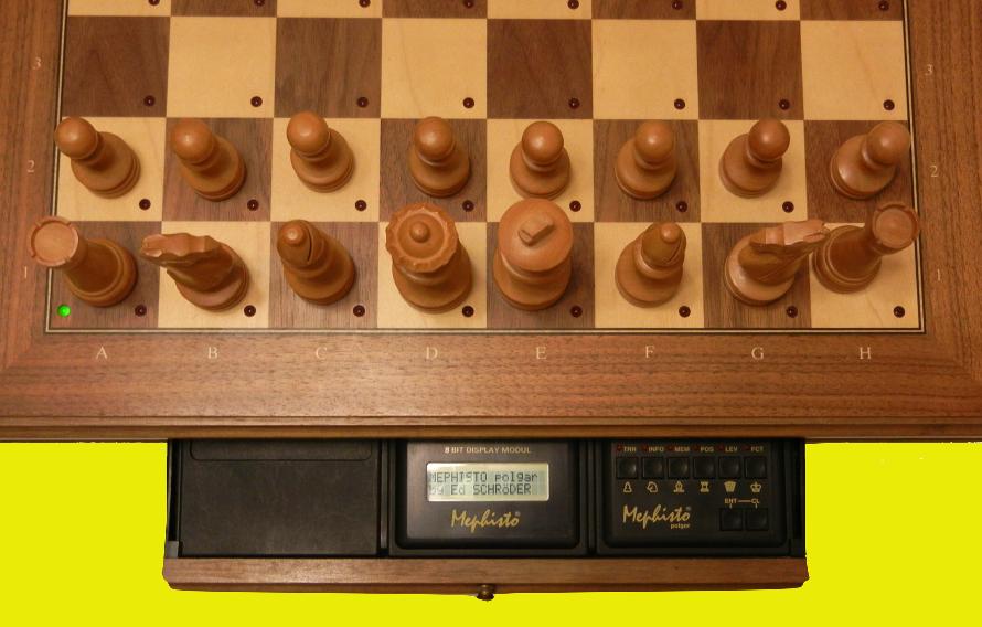 Mephisto Polgar (1989) Top View of Mephisto Polgar 8 Bit Modules inside Modular Chess Board