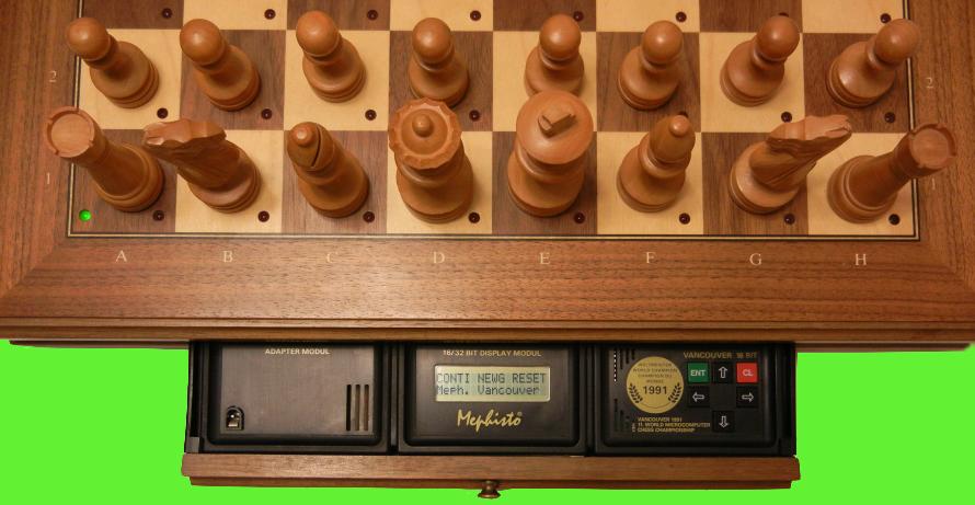 Mephisto Vancouver 16 Bit (1991) Top View of Mephisto Vancouver 16 Bit inside Modular Chess Board