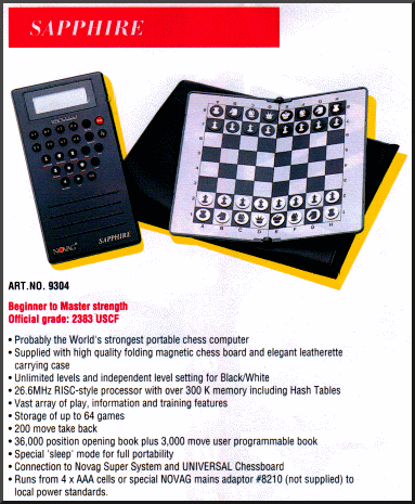 �NOVAG SAPPHIRE� Features.