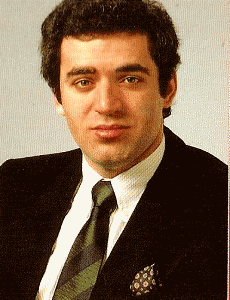 World Champion Gary Kasparov who endorsed Saitek and SciSys by allowing them to use the �KASPAROV� Brand Name on their chess computers.  Picture taken from Saitek Sales Literature.