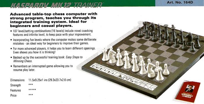 �SAITEK KASPAROV MK12 TRAINER�.  Taken from a �Saitek� product catalog.
