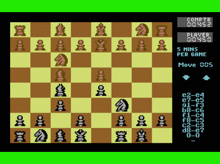 The Final Chesscard for Commodore 64/128 (1989) PLaying against THE FINAL CHESSCARD