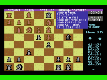 The Final Chesscard for Commodore 64/128 (1989) Disk Options for THE FINAL CHESSCARD