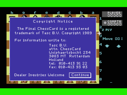 The Final Chesscard for Commodore 64/128 (1989)