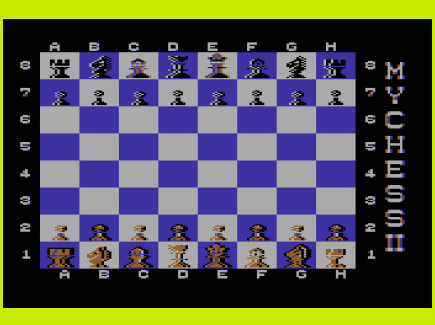 Commodore 64  Emulator Mychess II (1984)  2-D Chess Board